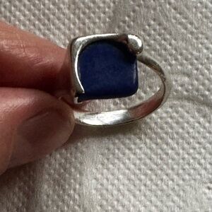 Tiffany & Co. Elsa Peretti Blue Lapis and Silver Ring Size 6